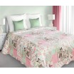 Patchwork přehoz přes postel v bílo růžovo zelené barvě s přírodním vzorem
