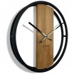 Moderní hodiny o průměru 50cm v kombinaci dřeva a kovu