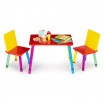 Set dětského nábytku dřevěný stůl + 2 barevné židle