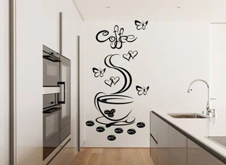 Nálepka na zeď do kuchyně šálek horké kávy