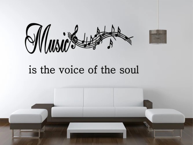 Nálepka na zeď nápis MUSIC IS THE VOICE OF THE SOUL
