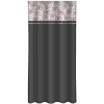 Tmavě šedý dekorativní závěs s potiskem růžových pivoněk