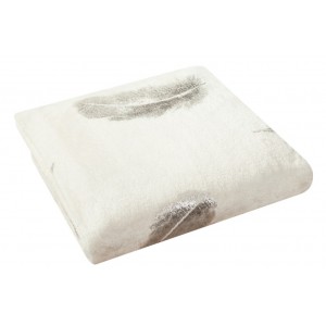 Krémová deka s motivem pírek
