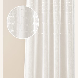 Moderní krémová záclona  Marisa  se stříbrnými průchodkami 300 x 250 cm