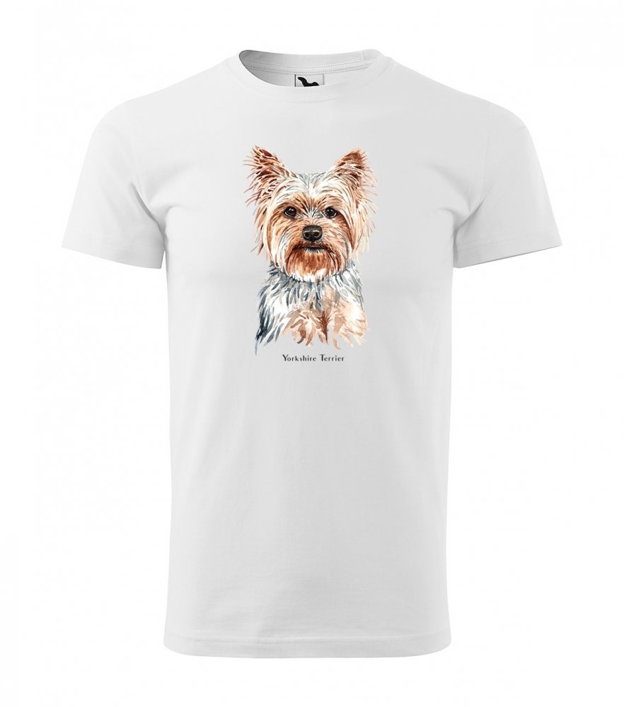 Vysoce kvalitní bavlněné pánské tričko s potiskem psa yorkshire terrier