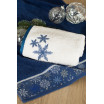 Bavlněný ručník s modrou vánoční výšivkou