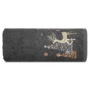 Bavlněný vánoční ručník šedý s jelenem