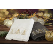 Bílý bavlněný ručník se zlatou vánoční výšivkou