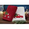 Bavlněný vánoční ručník bílý s autem