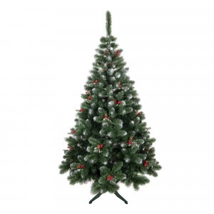 Luxusní vánoční stromeček jedle zdobený jeřabinou a šiškami 220 cm