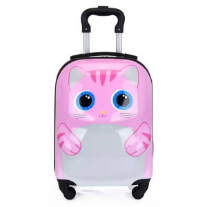 Dětský cestovní kufr 3D s růžovým kocourem 29l