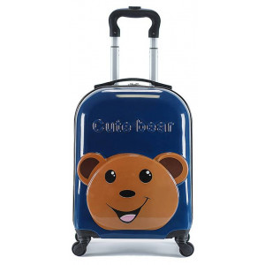 Dětský cestovní kufr 3D modrý s medvědem 31l