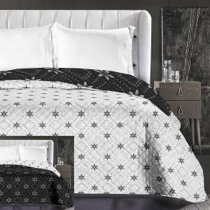 Květinové černé přehozy na manželskou postel