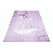 Fialový dětský koberec s motivem baletky na Eiffelovku