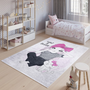 Dětský koberec do dívčího pokoje s paní u kávy