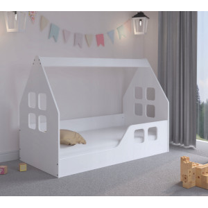 Dětská postel Montessori domeček 140 x 70 cm bílá pravá