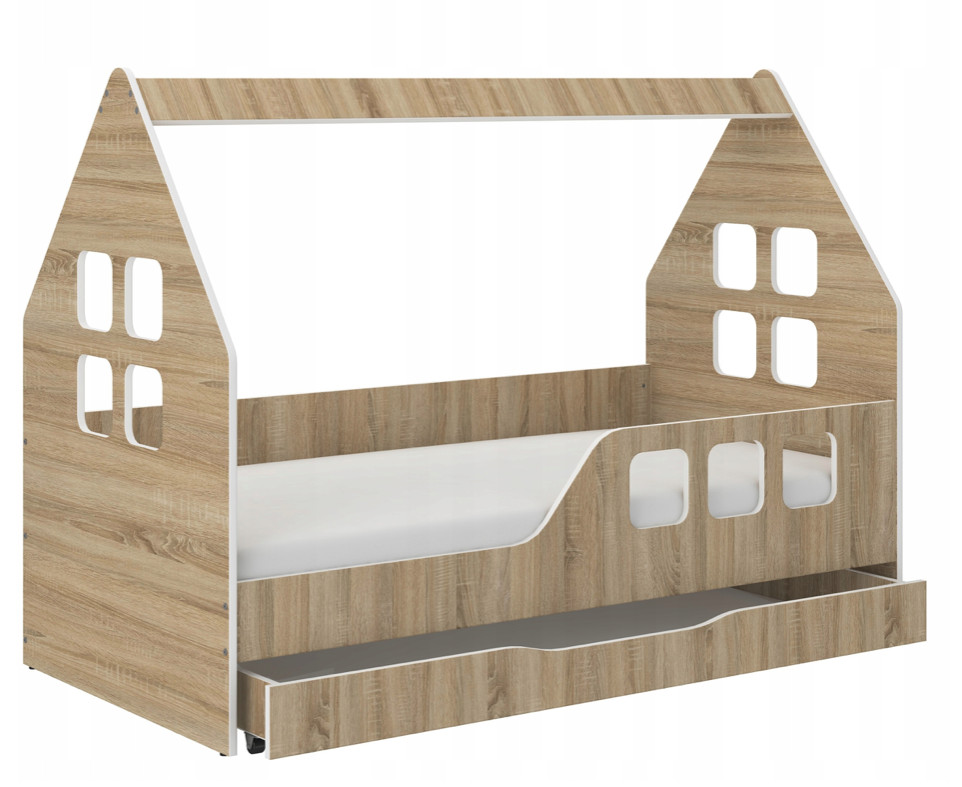 Dětský domeček na postel se šuplíkem 160 x 80 cm v provedení dub sonoma pravý