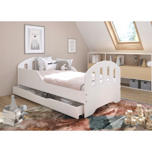 Dětská postel SMILE se šuplíkem 160 x 80 cm bílá