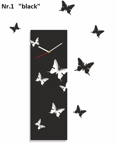 Obdélníkové hodiny s motivem motýlů