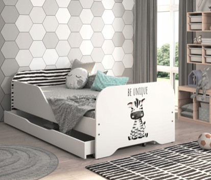Dětská postel 140 x 70 cm s motivem zebry