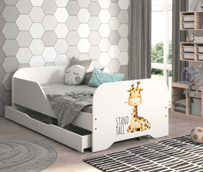 Dětská postel 140 x 70 cm s motivem žirafy