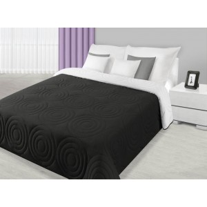 Přehoz na postel černé barvy s kruhovým prošíváním