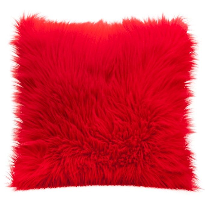 Chlupatý povlak na polštář v červené barvě 45 x 45 cm
